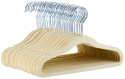 AmazonBasics Kids Velvet Hangers - 50-Pack, Beige