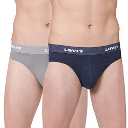 Levi's Men's Cotton Style #009 Neo Regular Fit Solid Brief (Pack of 2) (#009-BRIEF-LT GMEL Mel-P2_Light Grey, Navy Melange_M)