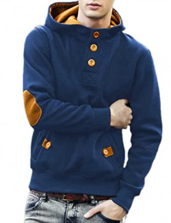Gadgets Appliances Men's Polyester,Cotton,Fleece Hooded Neck Hooded Sweatshirt (Hooded Sweatshirt_Royal Blue-Mustard_M)