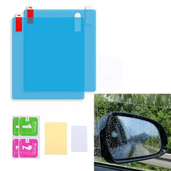 ZEBSY Anti Glare Visor Mirror Rainproof Universal Car Accessories Rear-View Mirror Waterproof Anti Fog Rainproof Anti-Water Protective Film Sticker for Car (Square - 2 Pc)