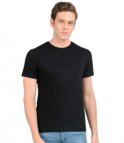 Scott International Men's 100% Cotton Biowash Round Neck T-Shirt (BSH3-BL-S, Black)
