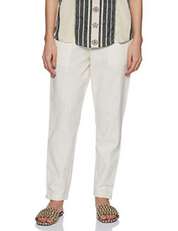 Jaipur Kurti Women's Regular Fit Cotton Palazzo (JKPAT004-L_Off-White_Off White_L)