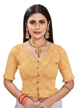 Women's Cotton Solid Half Sleeve Blouse (SAANIKAA CHEEKU-32_Beige_32)