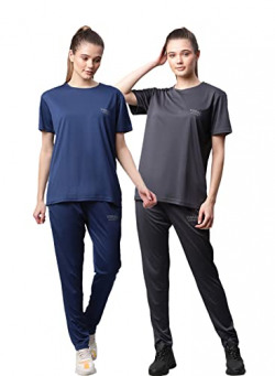 Vimal Jonnney Dryfit Lycra Solid Multicolor Tracksuit Co-ord Sets for Women (Pack of 2)-DRYFIT_T_D10_BLU_GRY_004-XXL
