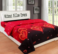 RisingStar 140 TC Microfiber Double Floral Flat Bedsheet(Pack of 1, Red)