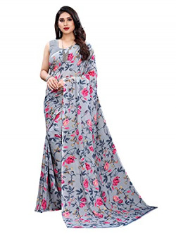 Satrani Women's Georgette Saree (2111ST687_Grey, Dark Pink)