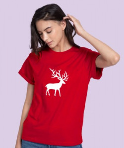 METRONAUT Printed Women Round Neck Red T-Shirt