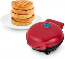JIALTO Mini Waffle Maker 4 Inch- 350 Watts: Stainless Steel Non-Stick Electric Iron Machine for Individual Belgian Waffles, Pan Cakes, Paninis or Other Snacks - Mini Waffle Maker Red Waffle Maker