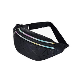 Cute Critters Fanny Packs for Women Man Cute Waist Packs Shiny Waist Bum Bag Waterproof for Travel Party Festival Running Hiking (Black)