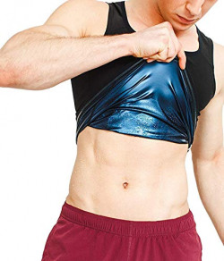 HSR Sveat Shapewear Vest Belt for Men, Polymer Shapewear, Workout for Weight Loss Waist Body Slimming, Trainer (L - 36) Black