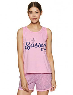 GiglyMigly Women Cotton Printed Top and Pyjama Set Pink
