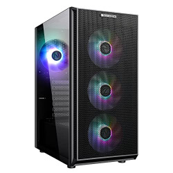 ZEBRONICS Zeb-Hades Computer case/Gaming Chassis with 120mm RGB LED Fans, Perforated Front Panel, USB 3.0, Tempered Glass Side Panel, ATX/mATX Motherboard Support and Heavy Duty Structure