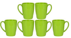 EcoFood-Meal with Nature  BPA Free Food Grade Virgin Plastic Coffee Mugs Set of 6 | Microwave Safe Unbreakable Green Cups and Mugs Set of 6 300ml