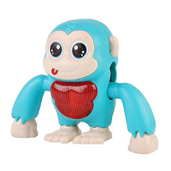 VGRASSP Dancing Monkey Toy for Kids - Hand Tumbling Monkey Toy with Music and Light Effects (Light Blue)