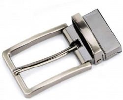 Men Casual Silver Metal Reversible Belt