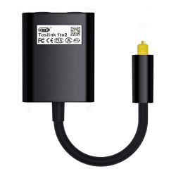 EMK Optical Splitter, Optical Adapter Compatible with Home Theater, Sound bar,Speaker,Xbox 360,Playstation,TV, DVD Player and More (Splitter-1x2) - Black