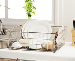 Amazon Brand - Solimo Dish Drainer, Stainless Steel (54 cm x 20 cm x 42 cm)