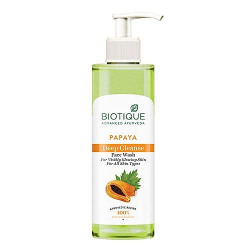 Biotique Papaya Deep Cleanse Face Wash | Gentle Exfoliation | Visibly Glowing Skin | 100% Botanical Extracts| Suitable for All Skin Types | 200ml