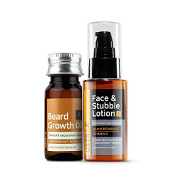 USTRAA Beard Growth Oil 35ml & Face and Stubble lotion 60ml Combo Pack of 2