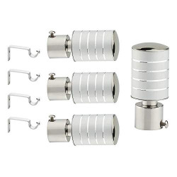 Welson Stainless Steel Curtain Bracket Parda Holder with Support 1 Inch Rod Pocket Finials Designer Door and Window Rod Support Fittings, Curtain Rod Holder (Silver 2 Pair)