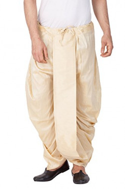 VASTRAMAY Mens Cotton Silk Dhoti (Gold_VASMDTGO_46)