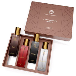 The Man Company Specially Curated Perfume Gift Set For Men- 4x20ml, A Gentleman's Moods, Premium Long-Lasting, Luxury Eau De Parfum, Night For Date, Blanc For Office, Fire For Party, Oud For Outing
