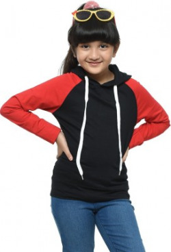 SHINX Girls Colorblock Pure Cotton T Shirt(Black, Pack of 1)