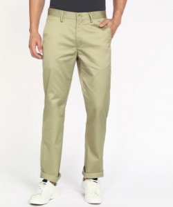 PETER ENGLAND Regular Fit Men Khaki Trousers