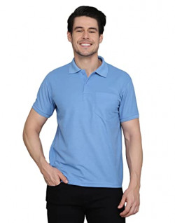 INKKR Solid Men Pocket Polo Neck T-Shirt (Pack of 1) Sky