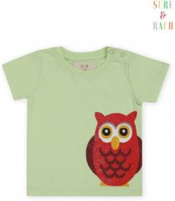 SURE & RACH Baby Boys & Baby Girls Graphic Print Pure Cotton T Shirt(Green, Pack of 1)