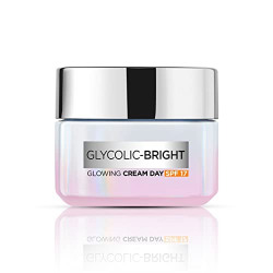 L'Oreal Paris Glycolic Bright Glowing Day Cream, Overnight Brightening Cream, Glycolic Acid in Gel-Like Cream Texture, that Visbily Minimizes Spots & Reveals Glowing skin, 50ml