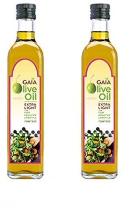 Gaia Extra Light Olive Oil 1 LTR (Pack of 2)|All Purpose Cooking Oil Packed with Essential Nutrients and Versatile Enough to Use in Any Dish, Gaia Olive Oil is the Ideal Choice for Healthy Cooking With Zero cholesterol,Low Saturated Fat and Antioxidant Rich|The Ultimate Health Booster| Each bottle contains 1 liter of High Quality Oil| Stock Up Today