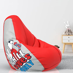ComfyBean Bag with Beans Filled 4XL- Official: Jack & Mayers Bean Bags - for Adults - Max User Height : 5.5-6 Ft.-Weight : 70-99 Kgs(Model: Chill Vibes Only - Red Light-Grey)