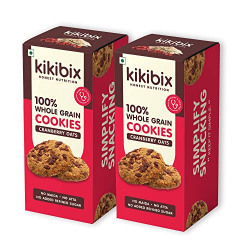 Kikibix Cranberry Oats Cookies | Tasty Jaggery Biscuits | No Maida, No Refined Sugar | Natural Biscuits With Berries & Seeds | Healthy Snacks For Adults & Kids | 260 Gms