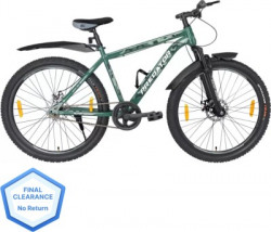 HRX Predator with Front Suspension and Dual Disc Brakes, 85% Assembled 26 T Mountain Cycle(Single Speed, Green)