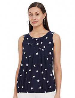 Mayra Women's Starred Regular fit Top (2015T020823_Blue Small)