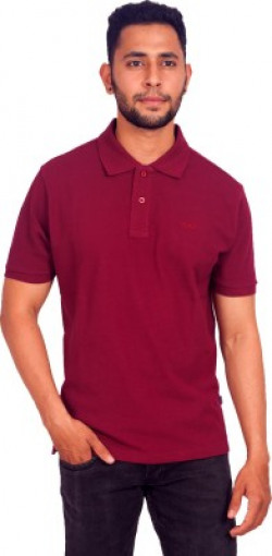 Y.O.U - Youth Original Unique Solid Men Polo Neck Maroon T-Shirt
