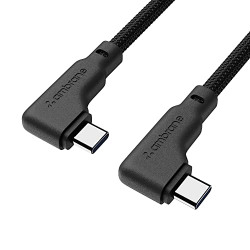 Ambrane 60W Type C Fast Charging Cable, L Shape for Easy Holding, PD Technology, 480Mbps Data Sync for Smartphones, Laptops & Other Devices, 1.2m (ABTTLS-12 Black)