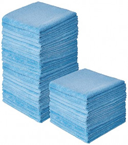 Amazon Brand - Presto! Thick Microfiber Cleaning Cloth, 40 x 40 cm, 330 GSM, Set of 36, Blue (preshivtex0023) (Microfiber)