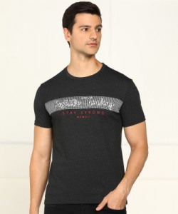 Billion Printed Men Crew Neck Grey T-Shirt