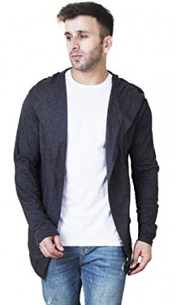 Veirdo Men's Cotton Hooded Neck Cardigan (SRG_31_Anthra_XL_Grey_X-Large)