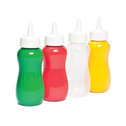 Gluman Squeezy Sauce Bottle for Clean & Mess-free Dispensing | 100% Food Grade | Dishwasher Safe | Freezer Safe | Ergonomically Designed | Reusable (Multicolor (Set of 4), Plastic)