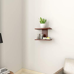 Amazon Brand - Solimo Walsh Engineered Wood Wall Shelf (Walnut , Set of 2 Shelves )