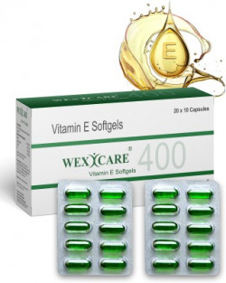 wexcare Vitamin E (Pack of 20 Capsules) Face Hair Pimple Glowing Skin & hair care(2 x 10 Capsules)