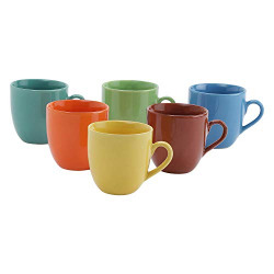 Rokoo Ceramic Coffee Cup Microwave Safe Set of 6 Pieces, Multicolour