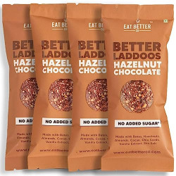 Eat Better Co - Hazelnut & Chocolate Dry-Fruit Balls  Sugar-Free Chocolate  Healthy | Vegan | Gluten Free | 100% Natural | Pack of 16  High Protein & Instant Energy