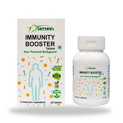 SKYTAG's Immunity Booster Tablet 100% Vegetarian, Organic Herbs of Giloy, Ashwagandha, Tulsi, Haldi & more. Pack of 800 MG Each (60 capsules) Buy1 Get 1