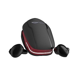 Amazon Basics True Wireless in-Ear Earbuds with Mic, Touch Control, IPX5 Water-Resistance, Bluetooth 5.3, Up to 42 Hours Play Time, Voice Assistance and Fast Charging (Black and Red)