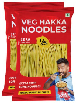 Yu - Veg Hakka Noodles - Extra Long & Extra Soft - Not Fried & No Palm Oil - Zero Preservatives & 100% Natural - Just Boil - Ready in 5 mins - Serves 6-300g - (Pack of 2)