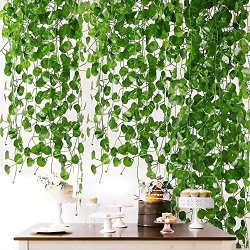 TREEWING Decorative Plant Leaves Vine Creeper for Hanging with Green Artificial Leaves 7.02 Feet Long Garland for Decoration, Party, Home, Wedding, Festivals (Green Leaves, 2)